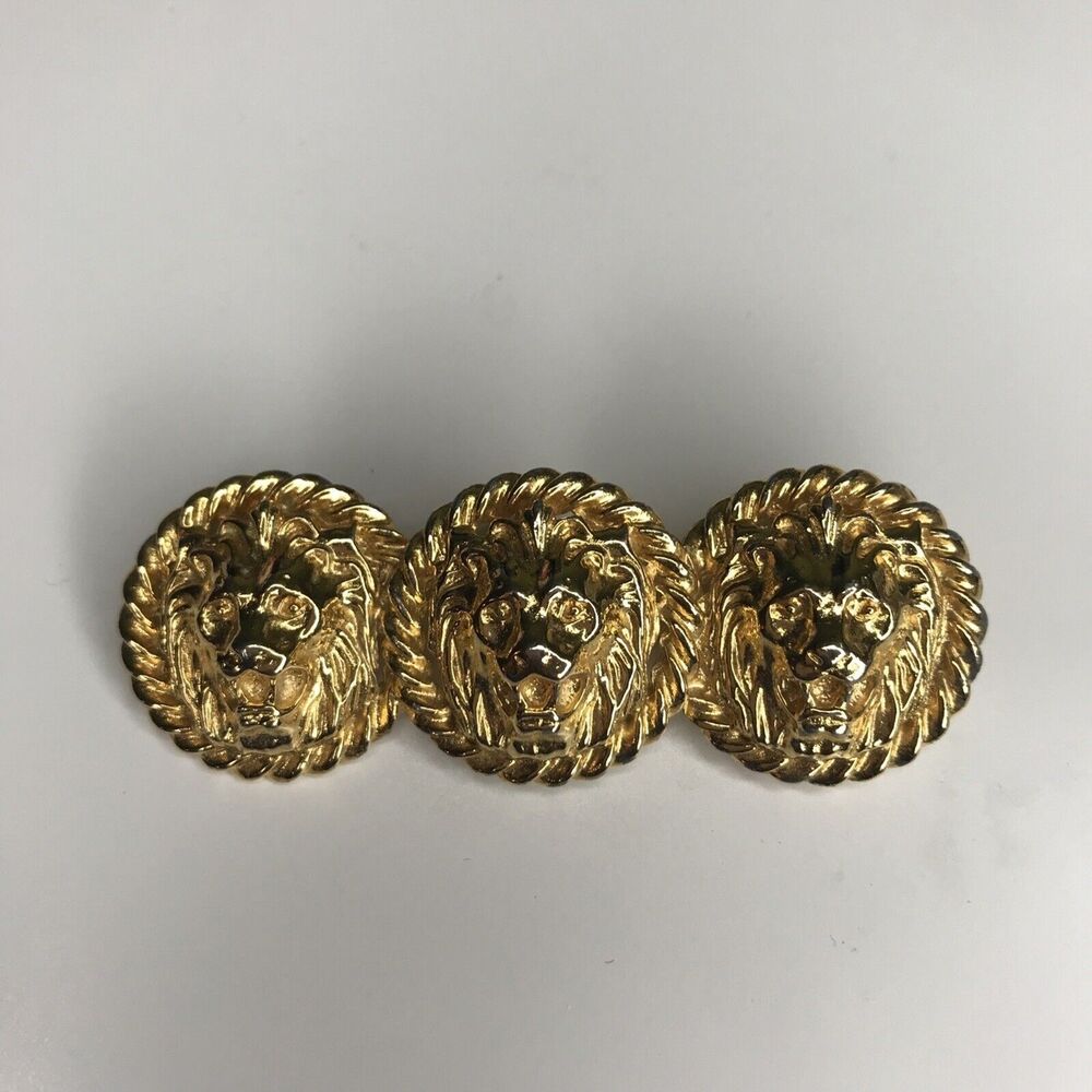 Vintage 1980sJewelry Brooch Pin Lions Head bar Costume Inspired